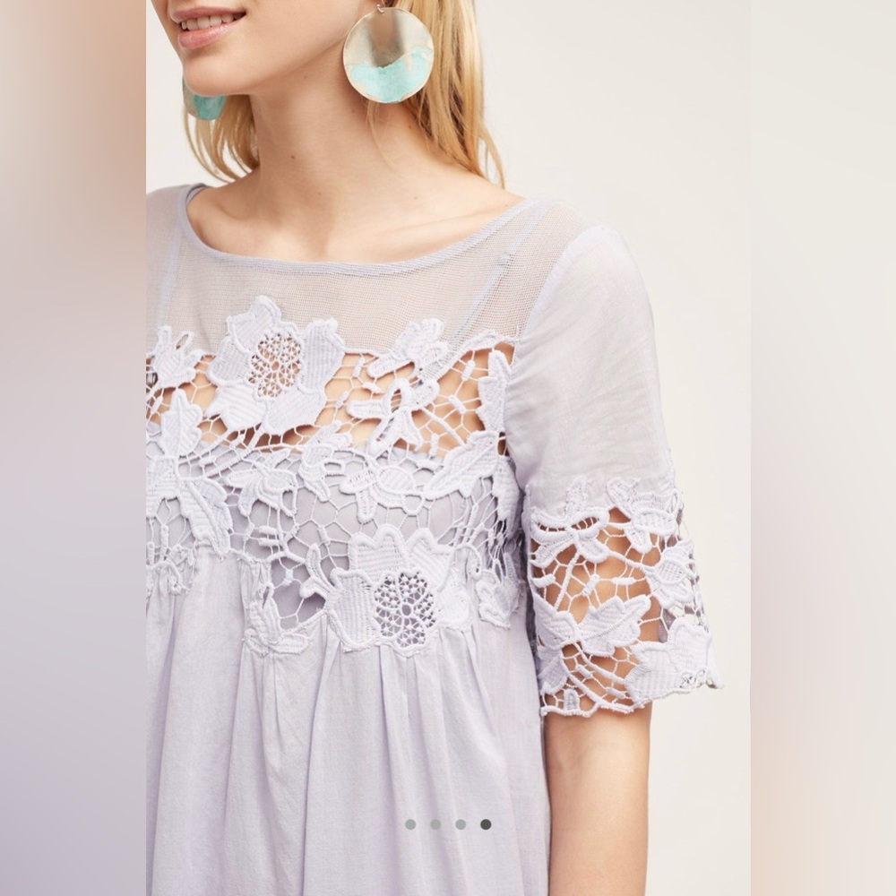 Anthropologie Holding Horses Magnolia Lace Dress Lilac US 10 Boho Lace Mini - Picture 4 of 13